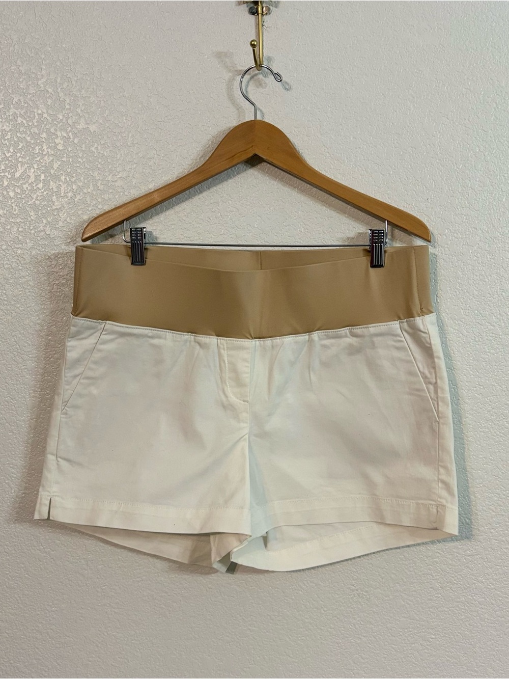LOFT White Shorts with Tan High Waistband